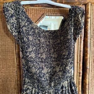 Free People Boho Black and Tan Floral Maxi Dress